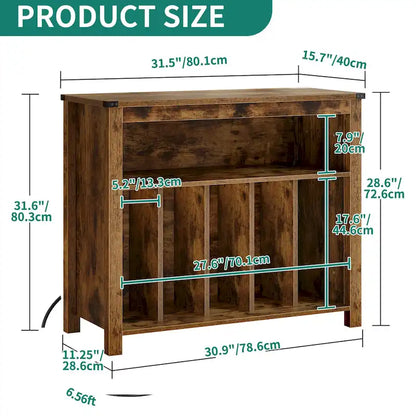 Grande supporto per giradischi con prese di corrente e luci a LED