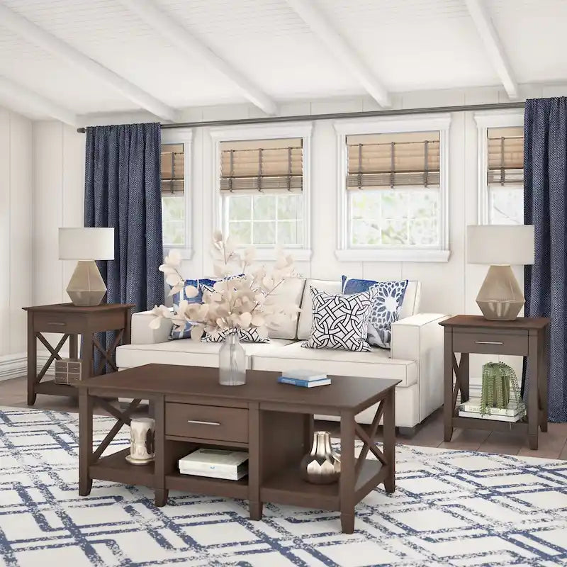 Tavolino da caffè con set di 2 tavolini laterali