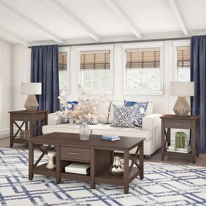 Tavolino da caffè con set di 2 tavolini laterali