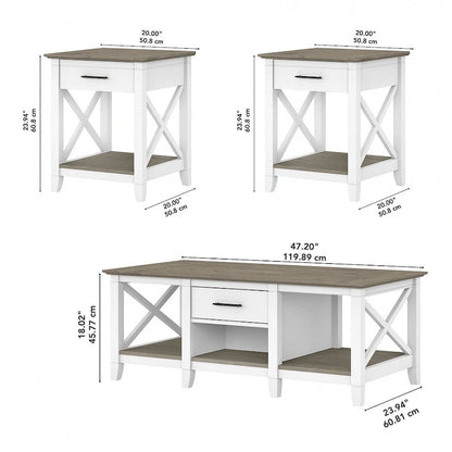 Tavolino da caffè con set di 2 tavolini laterali