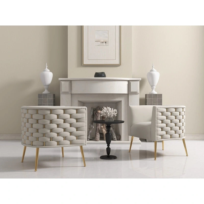 Poltrona rotonda in velluto SEYNAR Mid-Century Modern per soggiorno, set da 2