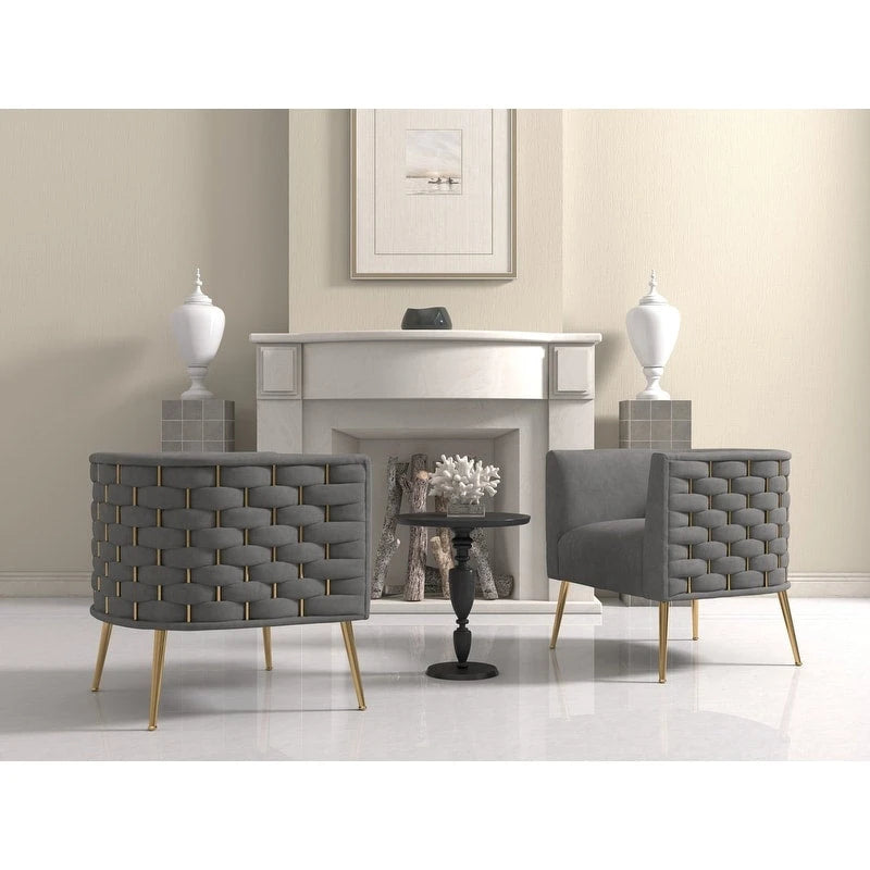 Poltrona rotonda in velluto SEYNAR Mid-Century Modern per soggiorno, set da 2