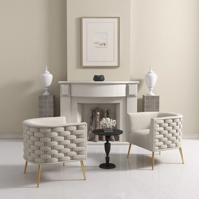 Poltrona rotonda in velluto SEYNAR Mid-Century Modern per soggiorno, set da 2