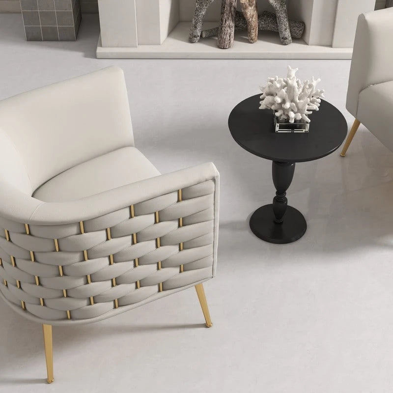 Poltrona rotonda in velluto SEYNAR Mid-Century Modern per soggiorno, set da 2