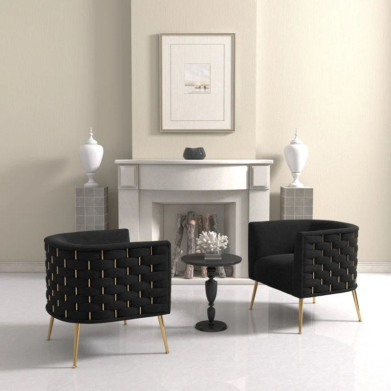 Poltrona rotonda in velluto SEYNAR Mid-Century Modern per soggiorno, set da 2