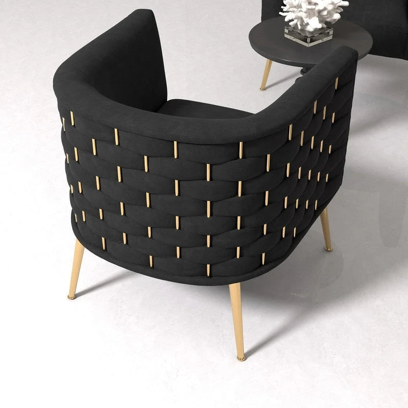 Poltrona rotonda in velluto SEYNAR Mid-Century Modern per soggiorno, set da 2