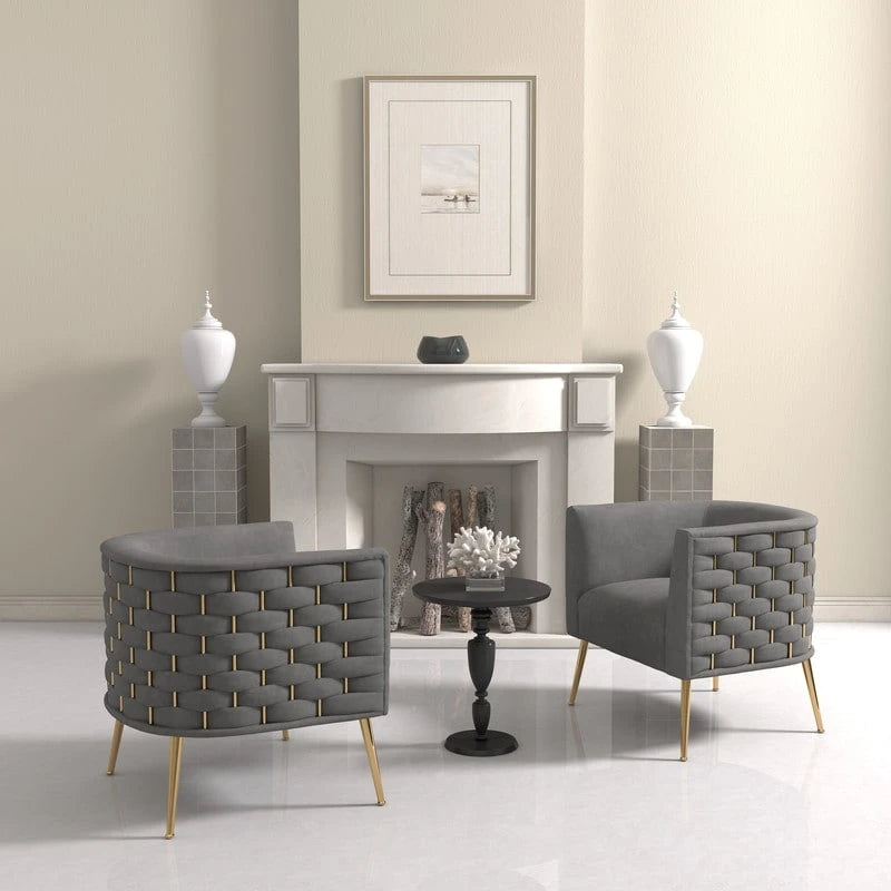 Poltrona rotonda in velluto SEYNAR Mid-Century Modern per soggiorno, set da 2