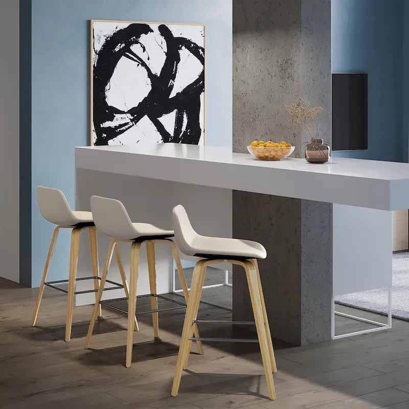 Sgabello da bar in legno curvato WYNDENHALL Cacey Mid Century Modern (set di 2) - 20,7 x 21,1 x 36,6