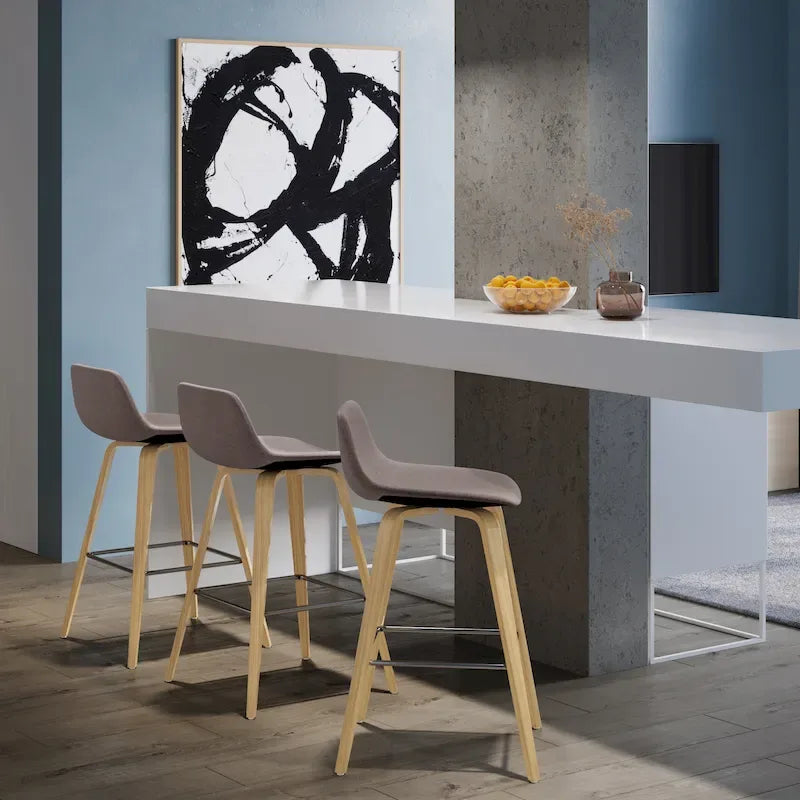 Sgabello da bar in legno curvato WYNDENHALL Cacey Mid Century Modern (set di 2) - 20,7 x 21,1 x 36,6