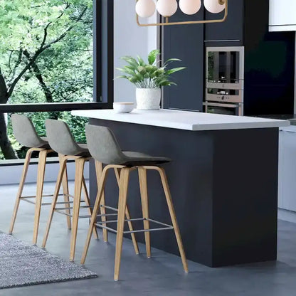 Sgabello da bar in legno curvato WYNDENHALL Cacey Mid Century Modern (set di 2) - 20,7 x 21,1 x 36,6