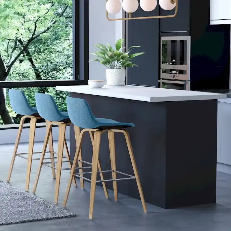 Sgabello da bar in legno curvato WYNDENHALL Cacey Mid Century Modern (set di 2) - 20,7 x 21,1 x 36,6