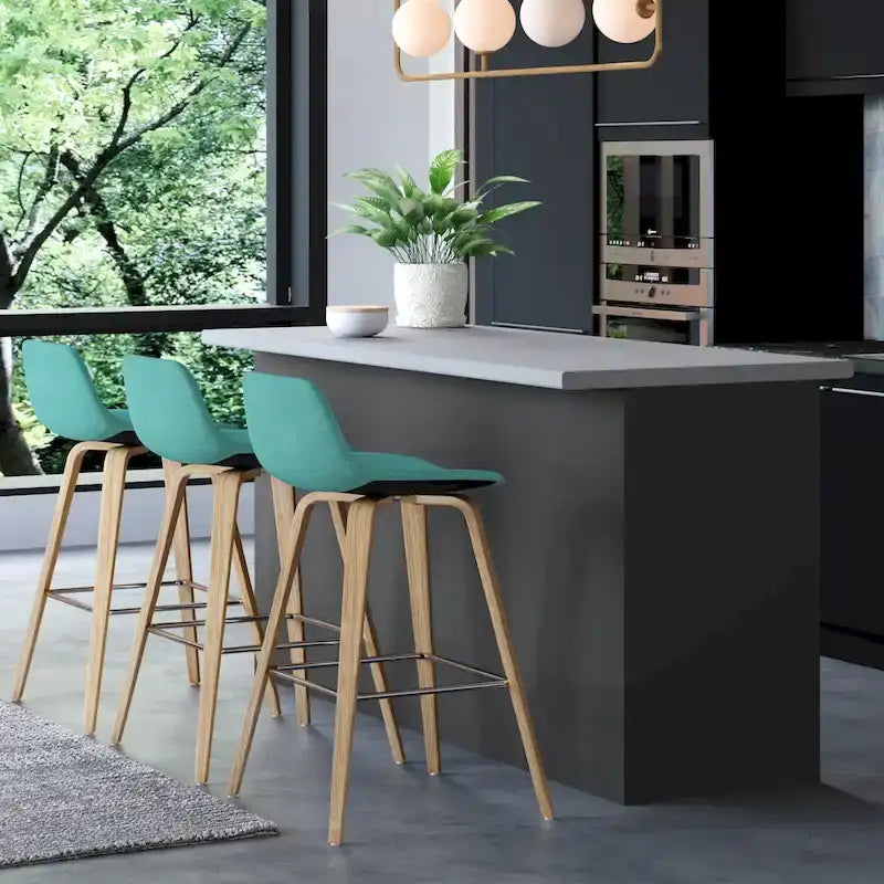 Sgabello da bar in legno curvato WYNDENHALL Cacey Mid Century Modern (set di 2) - 20,7 x 21,1 x 36,6