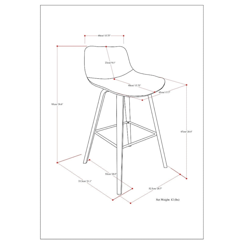 Sgabello da bar in legno curvato WYNDENHALL Cacey Mid Century Modern (set di 2) - 20,7 x 21,1 x 36,6