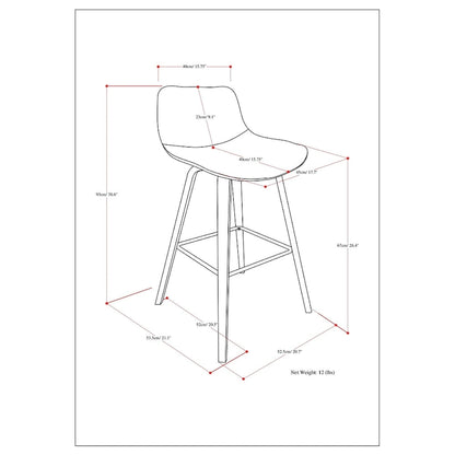 Sgabello da bar in legno curvato WYNDENHALL Cacey Mid Century Modern (set di 2) - 20,7 x 21,1 x 36,6
