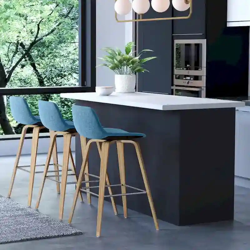 Sgabello da bar in legno curvato WYNDENHALL Cacey Mid Century Modern (set di 2) - 20,7 x 21,1 x 36,6