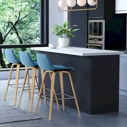 Sgabello da bar in legno curvato WYNDENHALL Cacey Mid Century Modern (set di 2) - 20,7 x 21,1 x 36,6