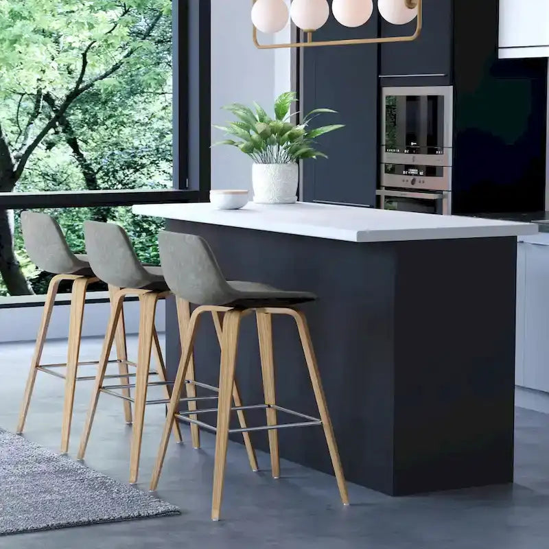 Sgabello da bar in legno curvato WYNDENHALL Cacey Mid Century Modern (set di 2) - 20,7 x 21,1 x 36,6