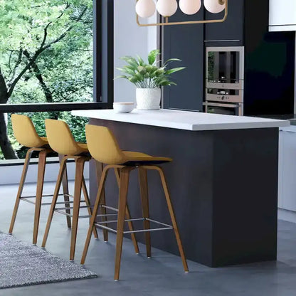 Sgabello da bar in legno curvato WYNDENHALL Cacey Mid Century Modern (set di 2) - 20,7 x 21,1 x 36,6