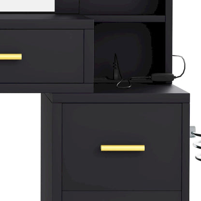 Scrivania da trucco Moasis con specchio illuminato e sgabello imbottito