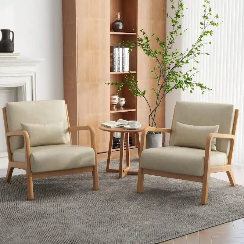 Upholstered Armchair Accent Chairs with Pillows Set of 2