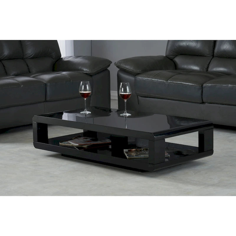 Artiva CASA Modern Lacquer Coffee Table, Glossy Black 48  X24  X12  H