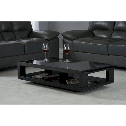 Artiva CASA Modern Lacquer Coffee Table, Glossy Black 48  X24  X12  H