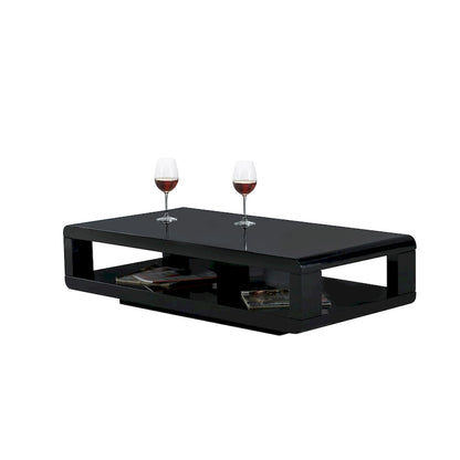 Tavolino da caffè laccato moderno Artiva CASA, nero lucido 48 X24 X12 H