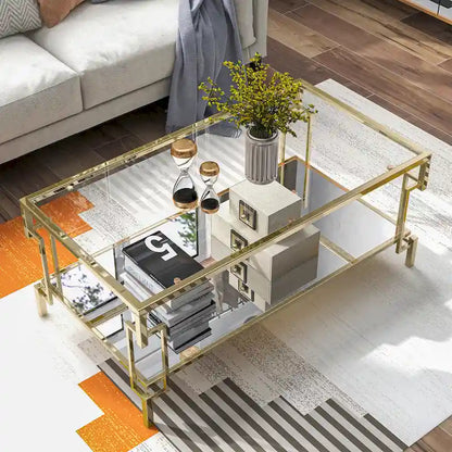 Tavolino da caffè Yout Glam da 43 pollici con ripiano in vetro e 1 ripiano di Furniture of America