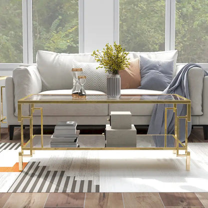 Tavolino da caffè Yout Glam da 43 pollici con ripiano in vetro e 1 ripiano di Furniture of America