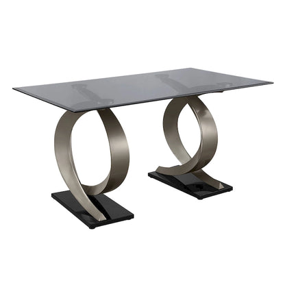 Tavolo da pranzo moderno con piano in vetro da 58 pollici Tualatin di Furniture of America