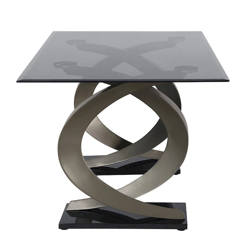 Tavolo da pranzo moderno con piano in vetro da 58 pollici Tualatin di Furniture of America