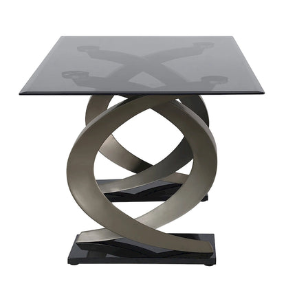 Tavolo da pranzo moderno con piano in vetro da 58 pollici Tualatin di Furniture of America