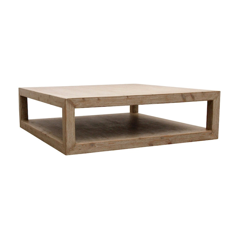 Artissance Versatile Peking Grand Framed Square Coffee Table With Weathered White Wash, 50 Inch Long