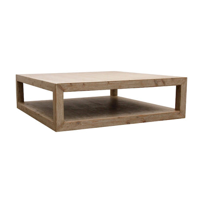 Artissance Versatile Peking Grand Framed Square Coffee Table With Weathered White Wash, 50 Inch Long