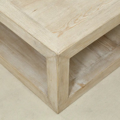 Tavolino da caffè quadrato con cornice versatile Peking Grand di Artissance, con finitura bianca anticata, lungo 50 pollici