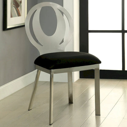 Set da pranzo moderno Heer in acciaio nero con piedistallo a forma di U, 7 pezzi, di Furniture of America