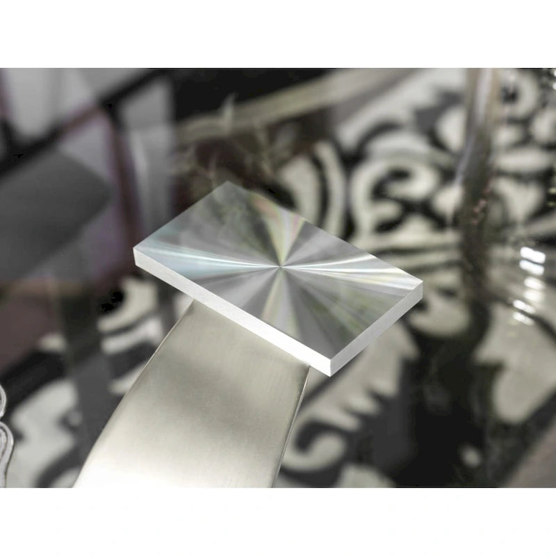 Set da pranzo moderno Heer in acciaio nero con piedistallo a forma di U, 7 pezzi, di Furniture of America