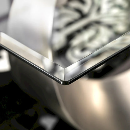 Set da pranzo moderno Heer in acciaio nero con piedistallo a forma di U, 7 pezzi, di Furniture of America