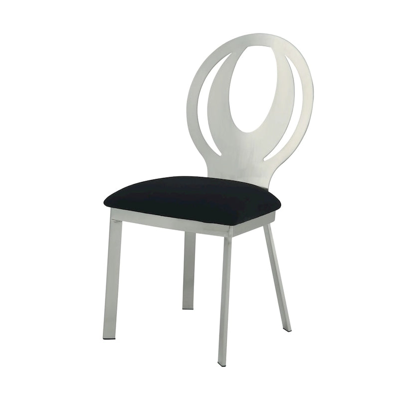 Set da pranzo moderno Heer in acciaio nero con piedistallo a forma di U, 7 pezzi, di Furniture of America