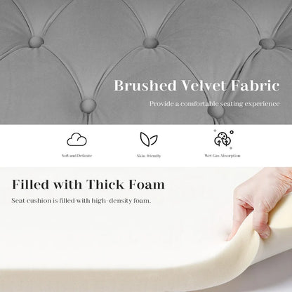 Panca contenitore in velluto con gambe in legno di gomma per camera da letto