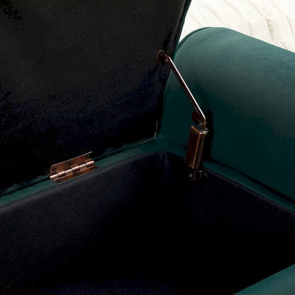 Panca contenitore in velluto con gambe in legno di gomma per camera da letto