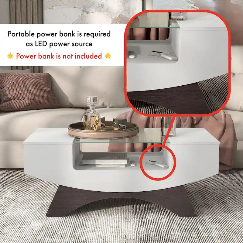 Tavolino da caffè contenitore contemporaneo Angelic di Furniture of America con inserto in vetro