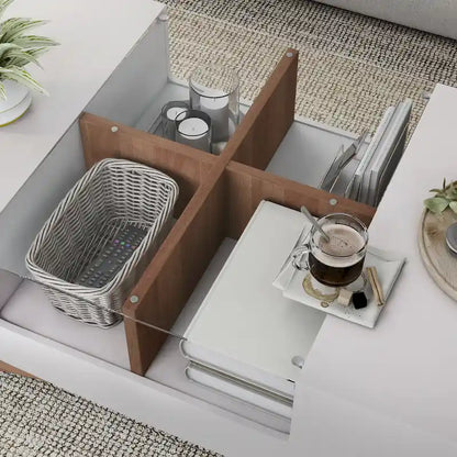 Tavolino da caffè contenitore contemporaneo Angelic di Furniture of America con inserto in vetro