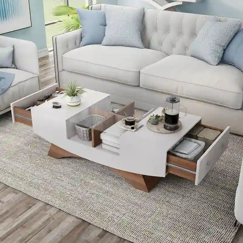 Tavolino da caffè contenitore contemporaneo Angelic di Furniture of America con inserto in vetro