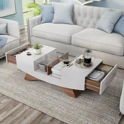 Tavolino da caffè contenitore contemporaneo Angelic di Furniture of America con inserto in vetro