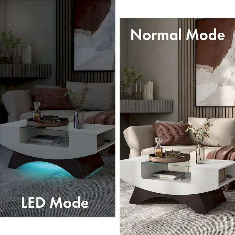 Tavolino da caffè contenitore contemporaneo Angelic di Furniture of America con inserto in vetro