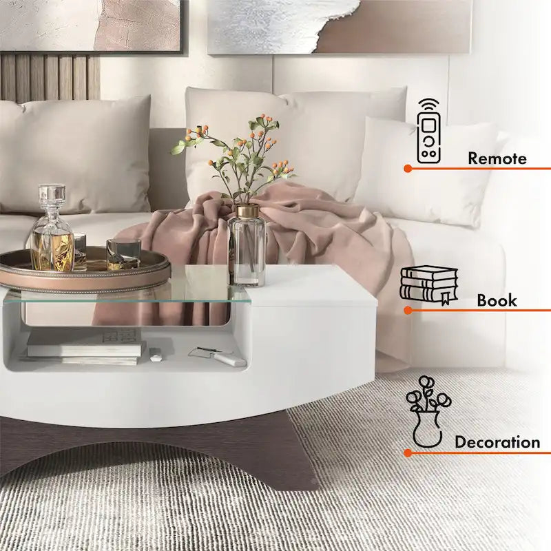 Tavolino da caffè contenitore contemporaneo Angelic di Furniture of America con inserto in vetro