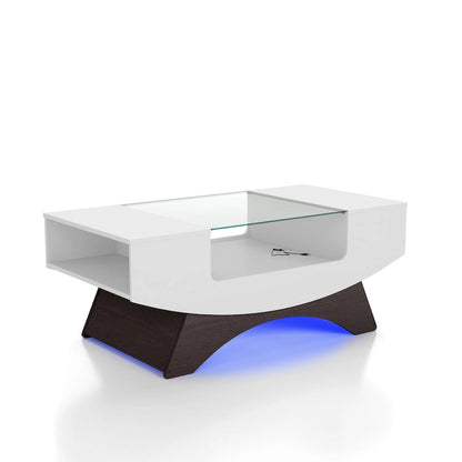 Tavolino da caffè contenitore contemporaneo Angelic di Furniture of America con inserto in vetro