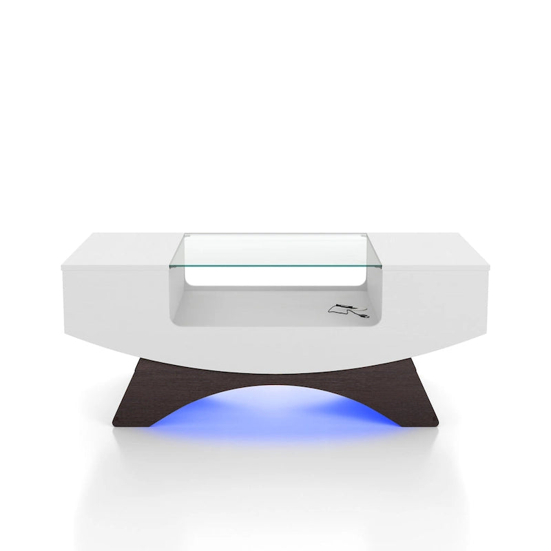 Tavolino da caffè contenitore contemporaneo Angelic di Furniture of America con inserto in vetro