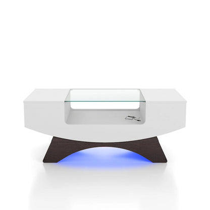 Tavolino da caffè contenitore contemporaneo Angelic di Furniture of America con inserto in vetro